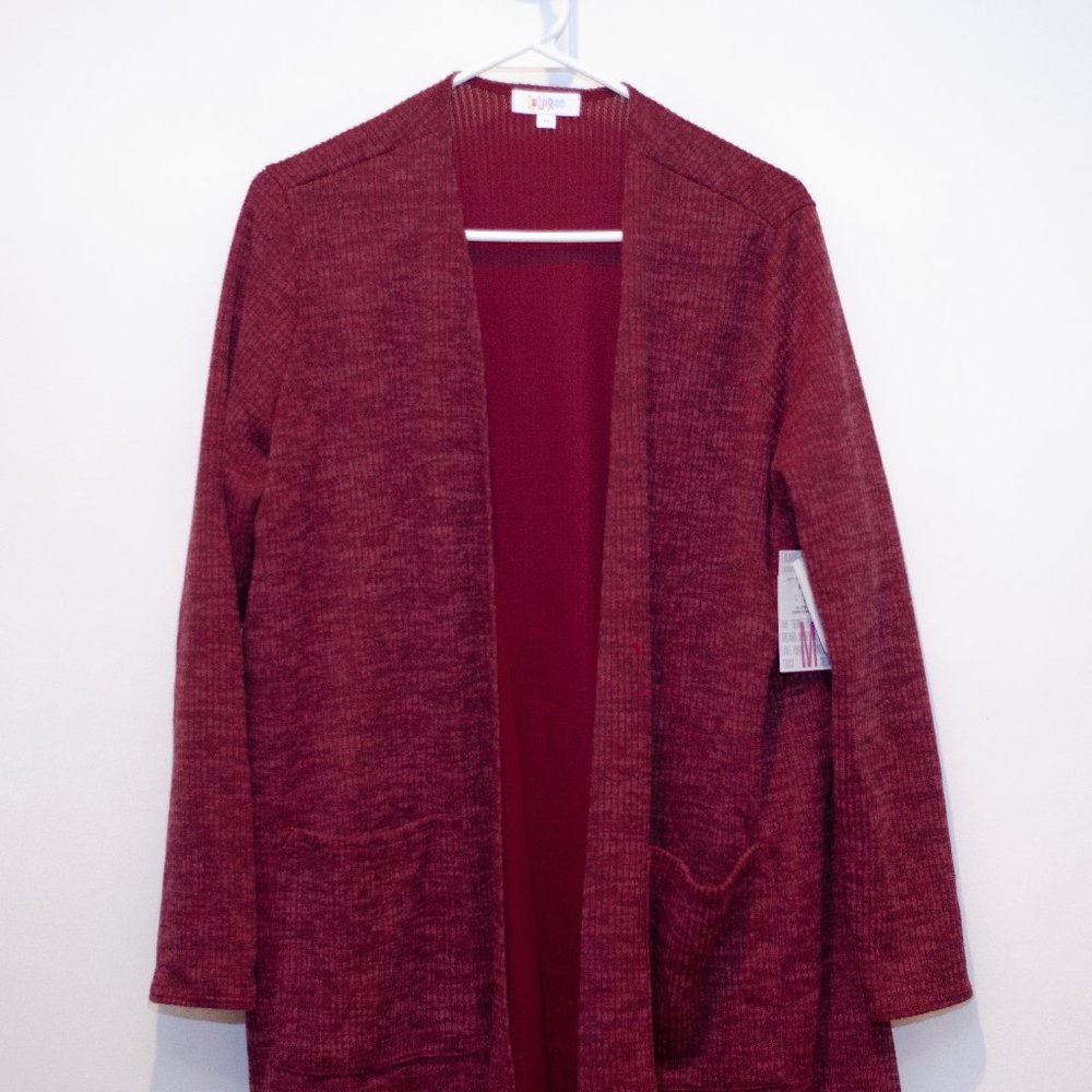 LulaRoe Maroon Sarah Cardigan Sweater (M)